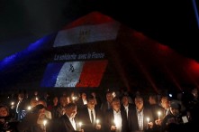 Egypt’s Pyramids Light Up With Flags of France, Lebanon and Russia