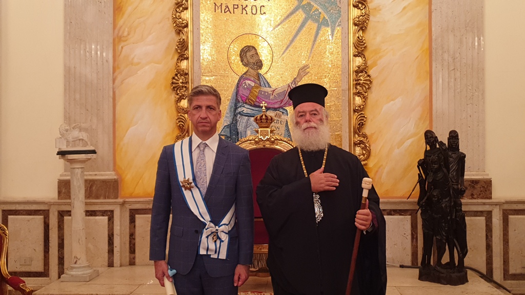 Τον Μεγαλόσταυρο του Αγ. Σάββα απένειμε ο Πατριάρχης Θεόδωρος στον Πρέσβη της Κύπρου Χ. Μορίτση (ΦΩΤΟ και ΒΙΝΤΕΟ)